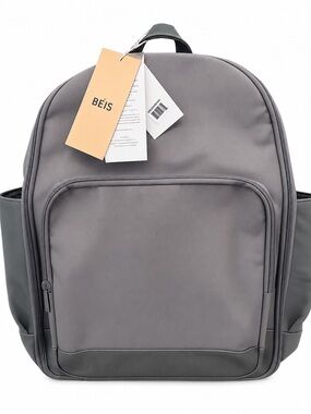 BEIS Gray Backpack with Front Zip Pocket
